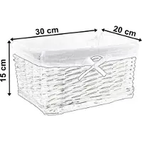 Gockowiak Witte Rietmand 30 cm - Opbergmand met Linnen Voering