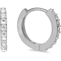 Luxenter hoepel oorbellen, 925 sterling zilveren valarys en glanzende zirkonia met gerhodineerde afwerking