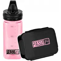 Paso Roze-Zwarte Lunchbox & Drinkfles Set voor Kinderen