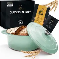 Chefarone Gietijzeren Pan 4.7L- PFAS vrij - Braadpan Inclusief Deksel - Geschikt Voor Alle Warmtebronnen - Geëmailleerd Groen