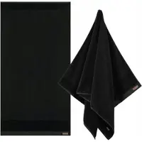 Zwoltex Porto Handdoek Zwart 30x50cm - 600g/m² - 100% Biologisch Katoen