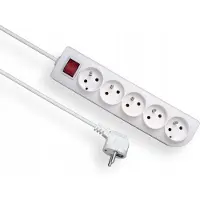 Elgotech Verlengsnoer met Schakelaar, 5 Stopcontacten, 5m, Wit