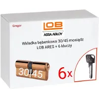 LOB Cilinderslot ARES 30/45 Messing met 6 sleutels