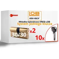 LOB 2x ARES Cilinderslot 30/30 Messing + 10 Universele Sleutels