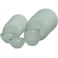 MPLCo Flower Mint Servies 18 Delig - Pastel Groen Keramiek