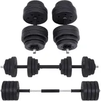 Hoppa! Halterset,verstelbare kunststof dumbbell set, met aansluitende stalen buis, halters, dumbbell set, 20 kg/30 kg, workout fitness training, 1 paar