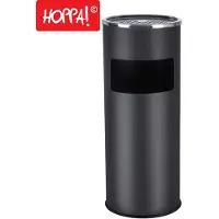 Hoppa! Staande Asbak Met Afvalbak 30 liter - Zwart - Metaal - 24,5 x 24,5 x 60,5 cm (B x D x H)