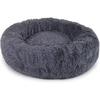 Lionto Donut hondenbed, zacht pluche & verhoogde rand 50 cm donkergrijs