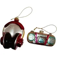 Kerst kerstballen set glas ornament music