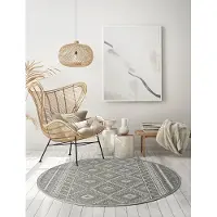The Carpet Vloerkleed voor buiten of voor balkon en terras in 160x160 cm | Rond | Tapijt geschikt voor In en Outdoor | Weer- en UV-bestendig Tuintapijt | Buitentapijt | CALGARY kleed by