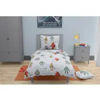 Roupillon Vintage Toys dekbedset - 2 stuks - 140 x 200 - 100% Katoen - Lichtgrijs