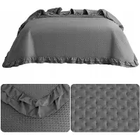Cotton World Pikante Rosella Sprei voor Bed & Bank 220x240cm Grijs