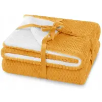 AmeliaHome Grote Oranje Dubbellaagse Plaid met Structuur