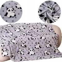 Cotton World Zachte Pluche Plaid met Panda Design - 160x200 cm