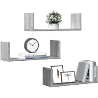 vidaXL Wandschappen 3 st 58x18x18 cm bewerkt hout grijs sonoma eiken