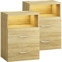 Casaria Nachtkastje Jamie Set van 2 Eik 55x40x28cm