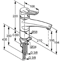 Kludi Mx Keukenmengkraan 16.6cm 3/8 inch flexibele slang 1 kraangat temperatuurbegrenzing Chroom glans