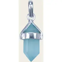 MOOYE ® - Collectie Zilveren Chalcedoon aqua edelsteen met potloodvatting kettinghanger