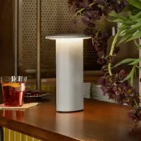 Fritz Hansen LED-tafellamp Solae, dimbaar, alu / grijs / zink, Woon-/ Eetkamer, Aluminium, Modern, LED tafellamp