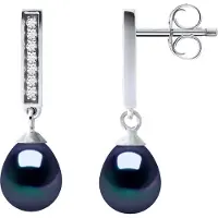 Diadema Oorbellen Dangle zoetwater parels 6-7mm Black Peren Sieraden 925