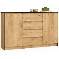 Akord Ladekast K160 met 4 Lades en 2 Deuren / Furniture Factory / Craft Eik / 160 x 99 x 40 cm