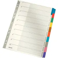 Leitz Blanco Tabbladen A4 Grijs Kleurenassortiment 10 tabs Karton 11 Gaten 43210000