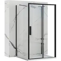 REA Rapid Slide Black 130X80 - 195 cm - U-Douchecabine - Rechthoek - Zwart