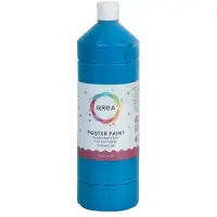 Qrea - Plakkaatverf blauw 1000ml | Fles a 1000 milliliter | 6 stuks