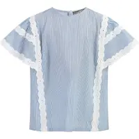 Dreimaster Blouse shirt Meisje Lichtblauwe dunne strepen