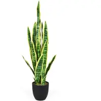 Costway Kunstplant Sansevieria Kunstmatige slangenplant 90 cm, kamerplant met stevige pot & 20 bladeren, plant voor de tuin, kantoordecoratie (lichtgroen)