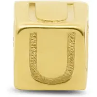 New Bling 9NBG-912U Gouden Kubus met Letter U - 3,8mm - hanger - 14 Karaat - Goud