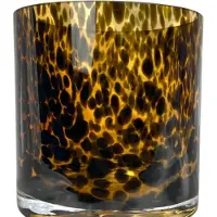 Vase the World Waxinelichthouder Celtic | Cheetah - Luipaard | Bruin - Zwart | mond geblazen glas | Ø12 x H12 cm