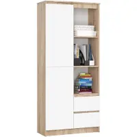 Akord Kantoorkast R11 R80 met 2 Lades en 1 Deur / Furniture Factory / Sonoma Eik - Wit / 80 x 180 x 35 cm
