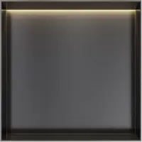 Hotbath &More Inbouwnis 30x30x10cm - Zonder Frame - LED Verlichting - Geborsteld Zwart PVD - RVS - Vierkant - Accessoires, Inbouw/opbouw nissen - 8721264695840