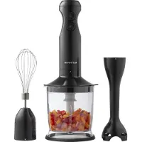 Inventum MX350B Staafmixer set - RVS mes - 2 snelheden - Afneembare voet - Garde en hakmolen - 350 watt - Zwart