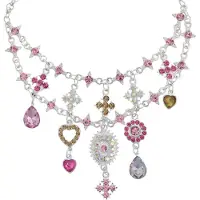 Behave – Statement Ketting – Zilverkleurig Roze – Luxe Kristallen – Glamour Look