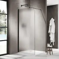 FortiFura Galeria Inloopdouche - 110x200cm - afgeronde glaswand - links - mat glas - wandarm - mat zwart SW1418376/SW797905