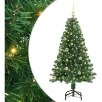 vidaXL Kunstkerstboom Groen 150 cm PVC en Staal en Kunststof