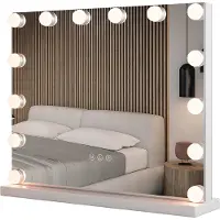 Costway Hollywood spiegel met verlichting, tafelspiegel met 14 dimbare ledlampen en 3 lichtkleuren, make-upspiegel, make-upspiegel met smart-touch-bediening, 50 x 12 x 43 cm