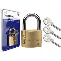 Gerda KMC 40mm messing hangslot met 3 sleutels