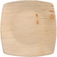 Papstar Bord QUADRATO Puur, wegwerp, vierkant, L 200 x B 200 mm, water- en hittebestendig, composteerbaar, palmblad, naturel, 25 stuks