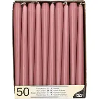 Papstar Dinerkaarsen/kandelaar kaarsen Mega Pack - 50x stuks - oudroze - 25 cm - Tafelkaarsen