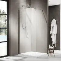 FortiFura Galeria Inloopdouche - 110x200cm - afgeronde glaswand - helder glas - wandarm - Chroom SW1418381/SW797904