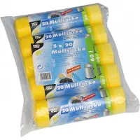Papstar Afvalzakken Papstar 60 l, 100 stuks, Afvalzak, Geel