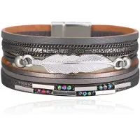 Deja Jewels Deja Armband zilverkleurig grijs met veer en strass