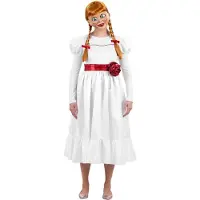 Smiffys - Annabelle Kostuum jurk - S - Wit/Rood