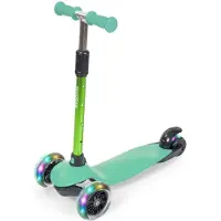 LifeGoods Kinderstep – 3 LED Wielen, Hoogte Verstelbaar – 55-69,5 cm – Muntgroen