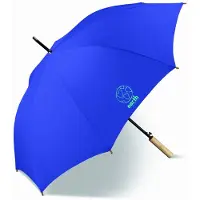 Happy Rain Earth Long Paraplu Blauw met Bamboe Handvat - Duurzaam