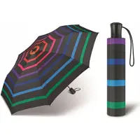 Happy Rain Automatische Handtas Paraplu - Zwart met Kleurrijke Strepen