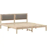 vidaXL Bedframe met hoofdeinde Taupe 200 x 200 cm Massief grenenhout